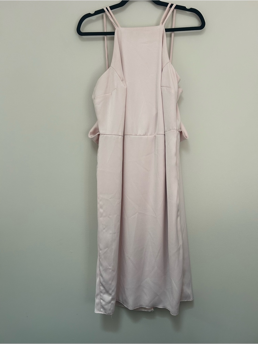 ASOS Tall Blush Pink Midi Cocktail Dress with Draped Backline